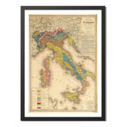 Cuadro Mapas Del Mundo Mapamundi Cartografia Vintage Arte Mapa Geológico Histórico De Italia 1864 Con Marco Negro