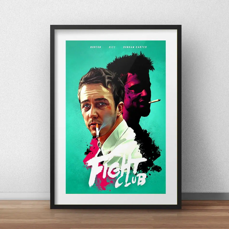 Cuadro Fight Club Pelicula Clube Pelea Pop Art Paspartú B3 Marco Negro