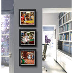Set 3 Cuadros Perros Casino Juegos Billar Mascota 33x33cm Marco Negro