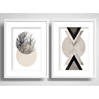 Set 2 Cuadro Geometrico Arbol Abstracto Escandinavo Paspartu