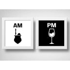 Set 2 Cuadros Am Pm Mate Vino Cocina Living Decoracion