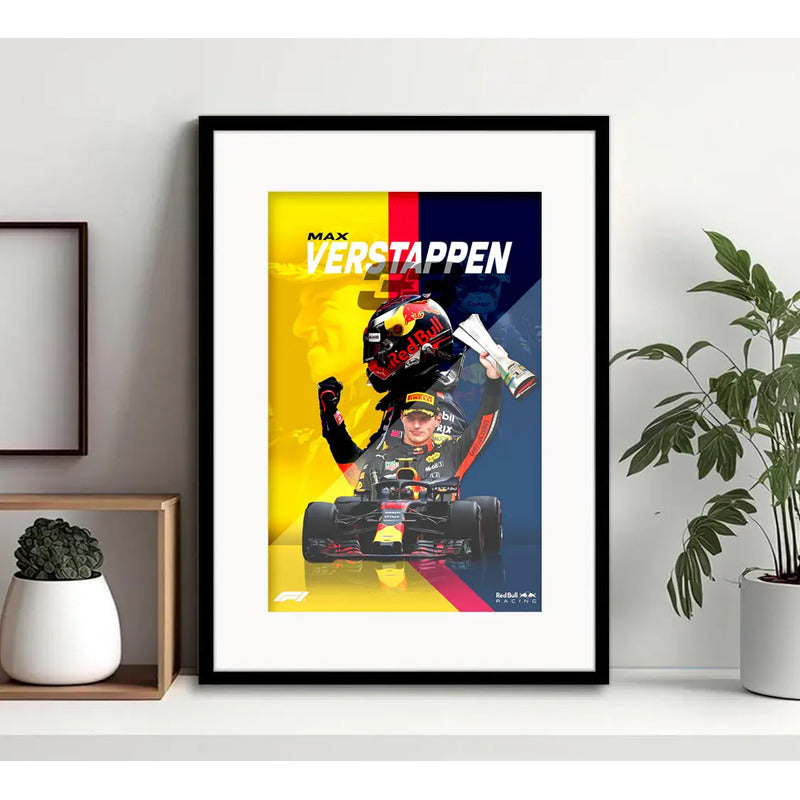 Cuadro Max Verstappen Piloto Formula 1 Campeon Con Paspartu Marco Negro