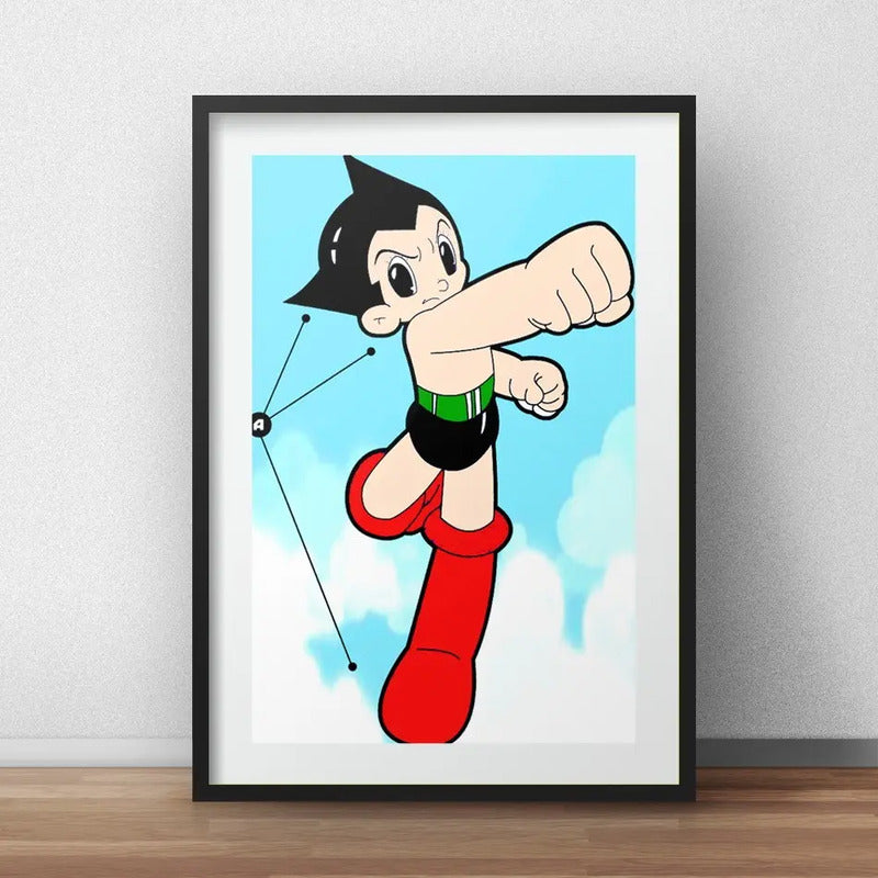 Cuadro Astroboy Mangá Serie Comics Decoracion Con Paspartú Marco Negro