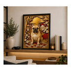 Cuadro Bulldog Frances Perro Arte Japones Bambu Efecto 3d Marco Negro