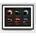 Cuadro Casco Formula 1 Auto Rindt Stewart Hunt Piquet Mansel Marco Negro