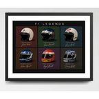 Cuadro Casco Formula 1 Auto Rindt Stewart Hunt Piquet Mansel Marco Negro