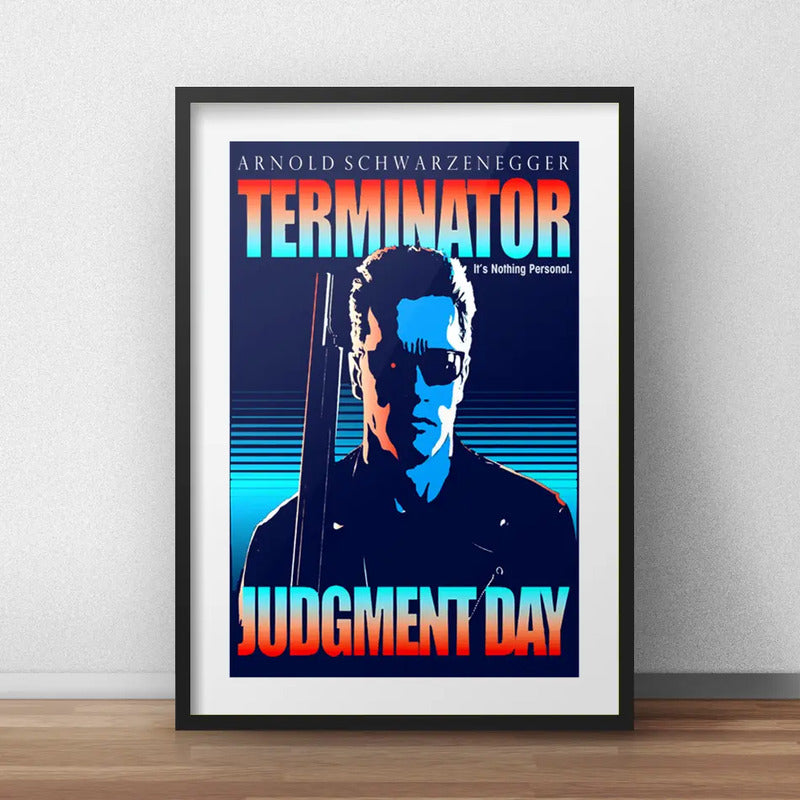 Cuadro Terminator Arnold Schwarzenegger Pop Art Con Paspartú Marco Negro