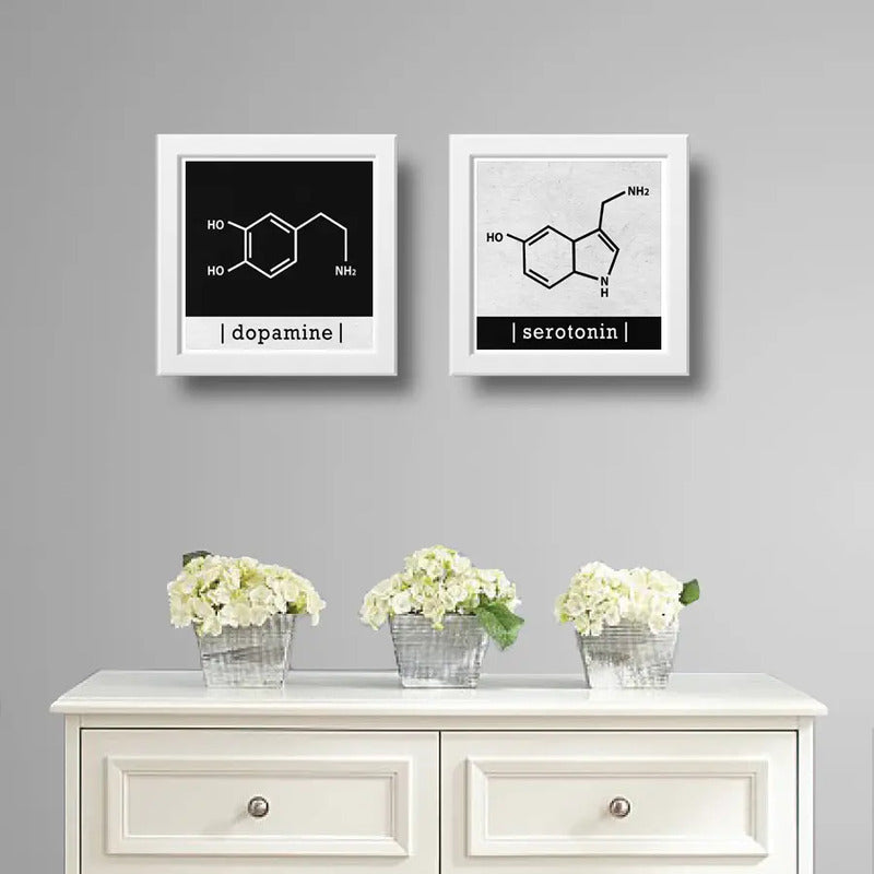 Set 2 Cuadros Formula Quimica Dopamina Serotonina Decoracion