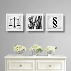 Set 3 Cuadros Abogado Diosa Justicia Juez Estudio Oficina B2