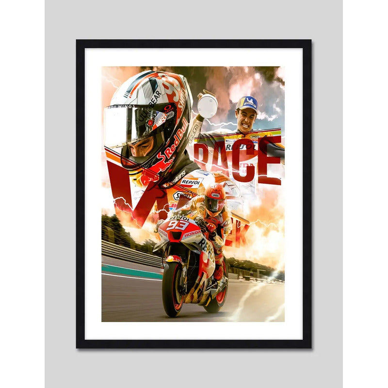Cuadro Marc Márquez Moto Gp Carrera Red Bull 93 Piloto Marco Negro