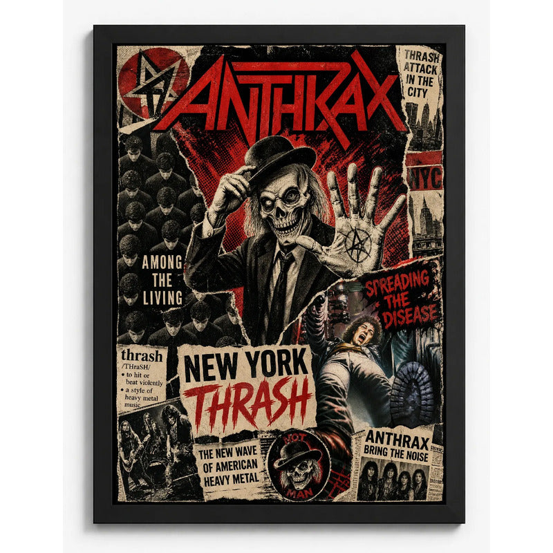 Cuadro Anthrax New York Thrash Heavy Metal Rock Arte Musica Marco Negro