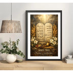 Cuadro Arte Judaico Shavuot Judio Tablas Éxodo 24:7 Torá Marco Negro