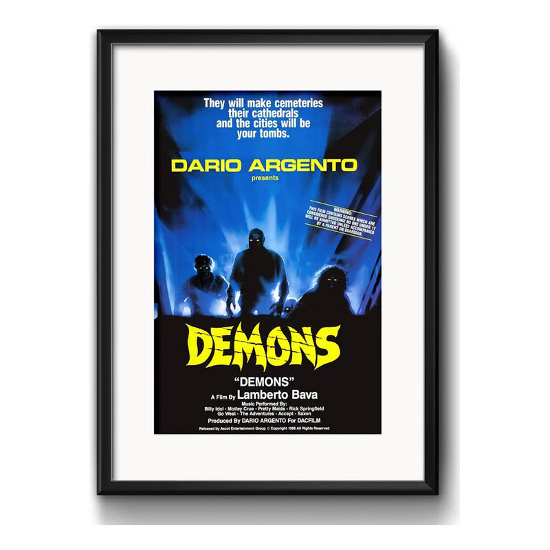 Cuadro Demons Demonio Dario Argento Pelicula Terror Paspartú Marco Negro