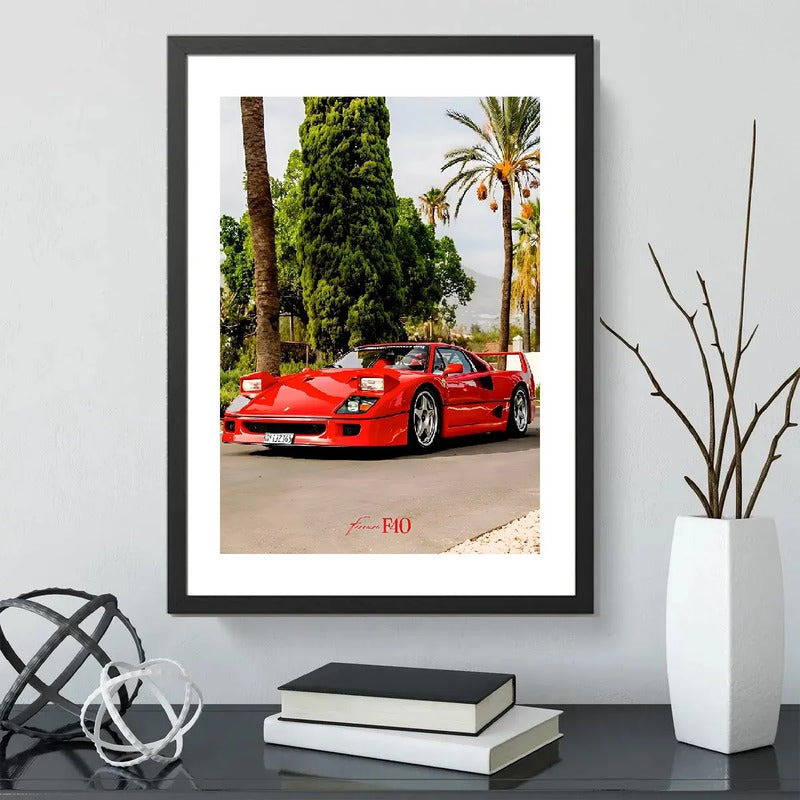 Cuadro Ferrari F40 Auto Modelo Coche Icónico Decoracion Marco Negro