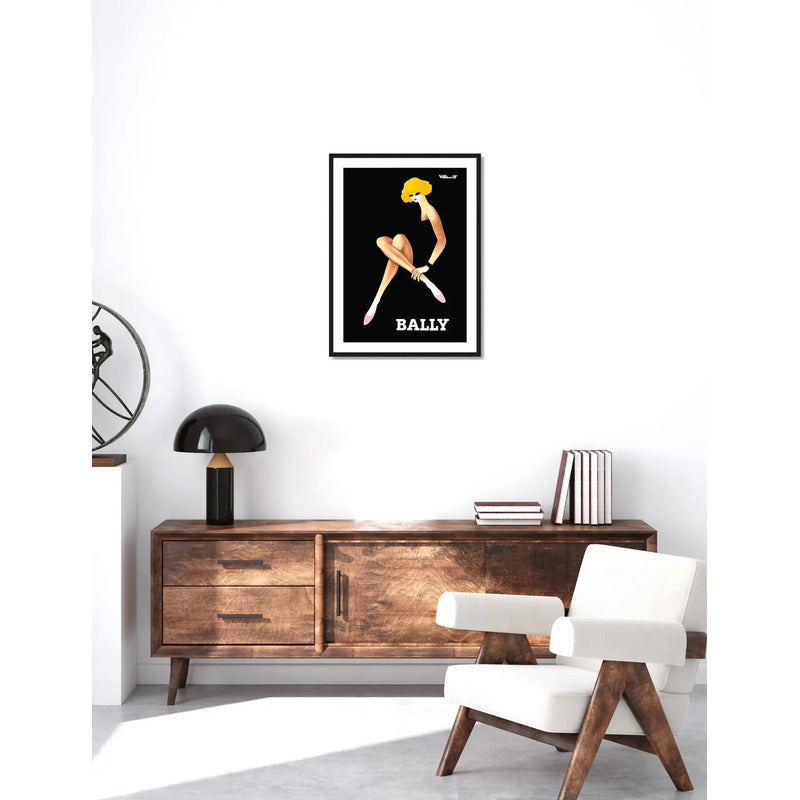 Cuadro Bally Suiza Fashion Moda Lujo Retro Salon Decoracion Bally Blonde Negro