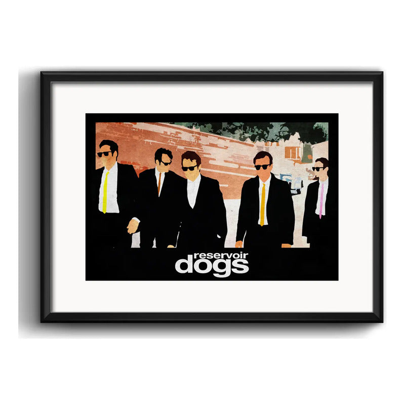 Cuadro Perros Reserva Reservoir Dogs Minimalista C/ Paspartú Marco Negro