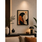 Cuadro Dormitorio Living Boho Abstracto Texturas Bronce Brs1 Marco Negro