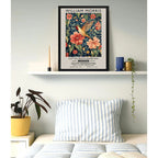 Cuadro Dormitorio Colibrí Y Flores William Morris Botanico Colibrí Y Flores William Morris 1 Marco Negro