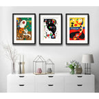 Set 3 Cuadros Living Joan Miró Arte Decoracion Con Paspartu Miró Collection 2 Con Marco Negro