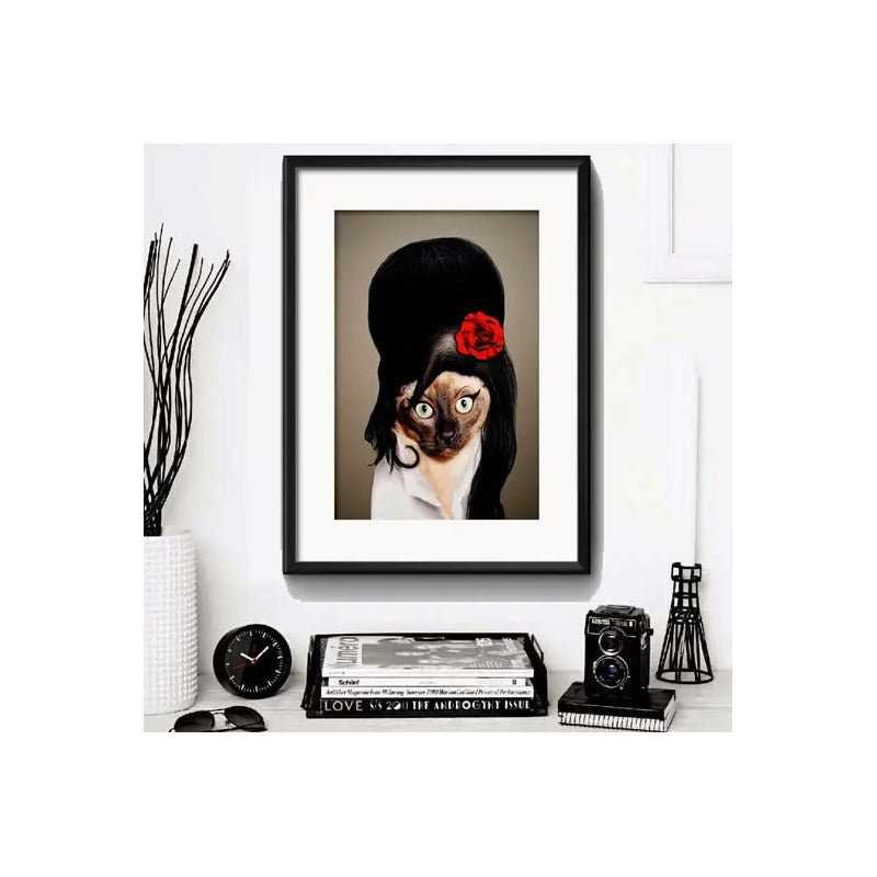 Cuadro Perro Gato Musica Cine Pop Decoracion Con Paspartú