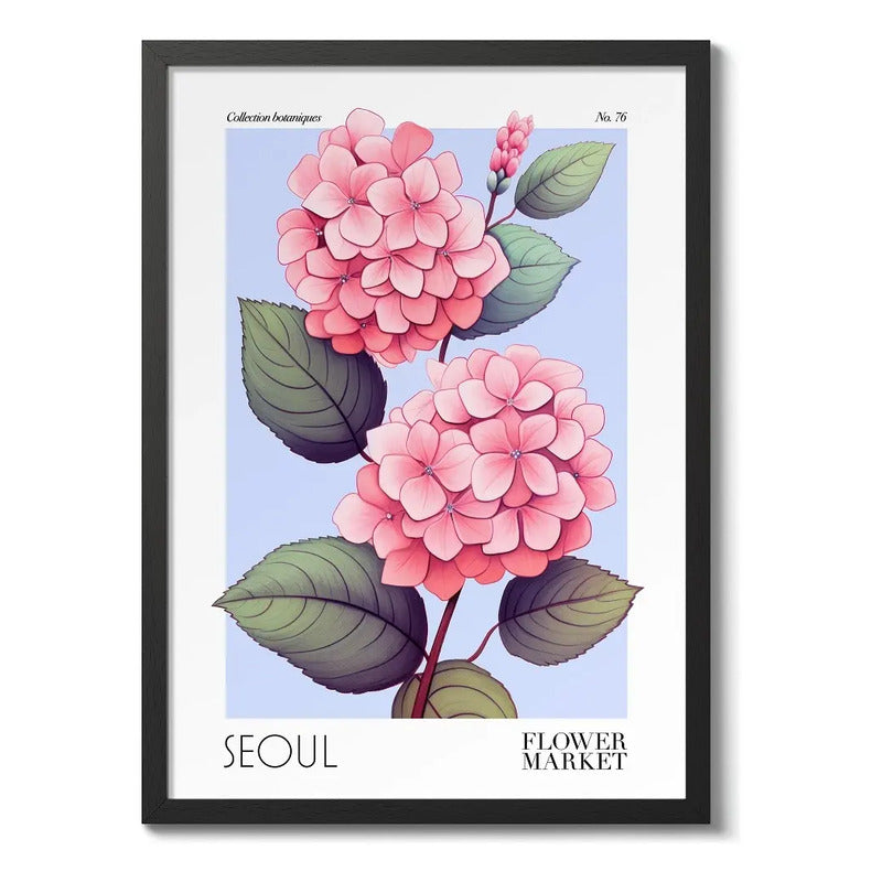 Cuadro Flower Market Flores Seoul K Flor Botanica Decoracion Marco Negro
