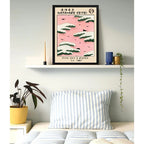 Cuadro Dormitorio Cielo Rosa Pájaros Watanabe Arte Japones Marco Negro