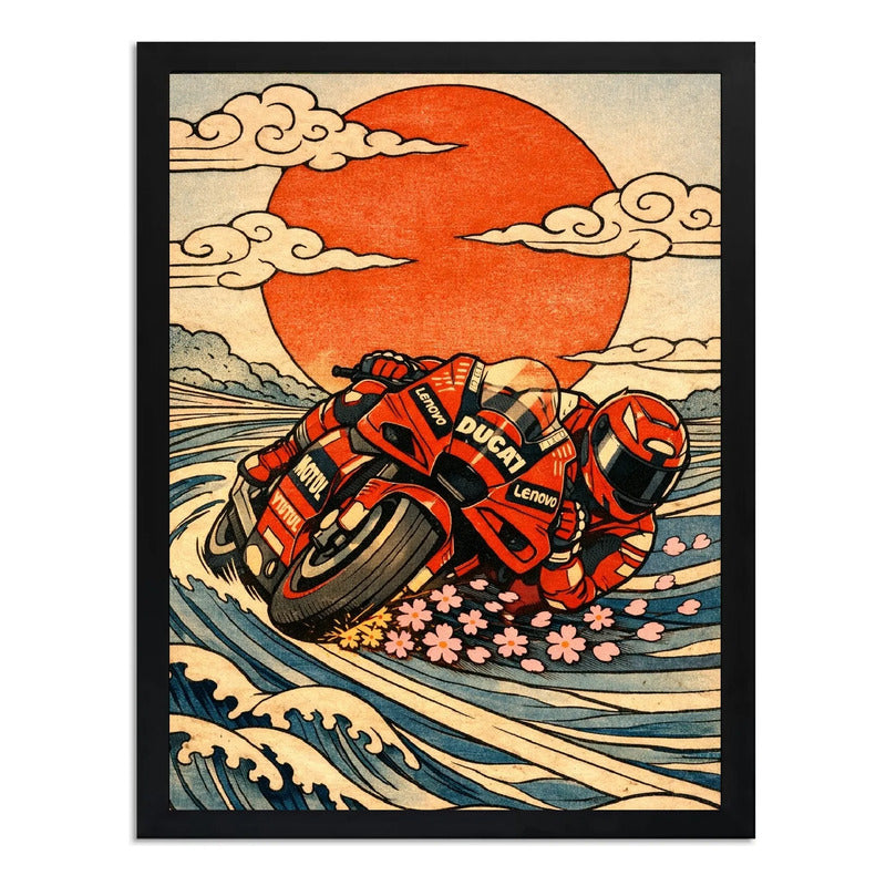 Cuadro Moto Gp Ducati Carrera Motociclismo Japón Oriental Marco Negro
