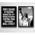 Set 2 Cuadros Nueva York Estatua Libertad Blanco Y Negro