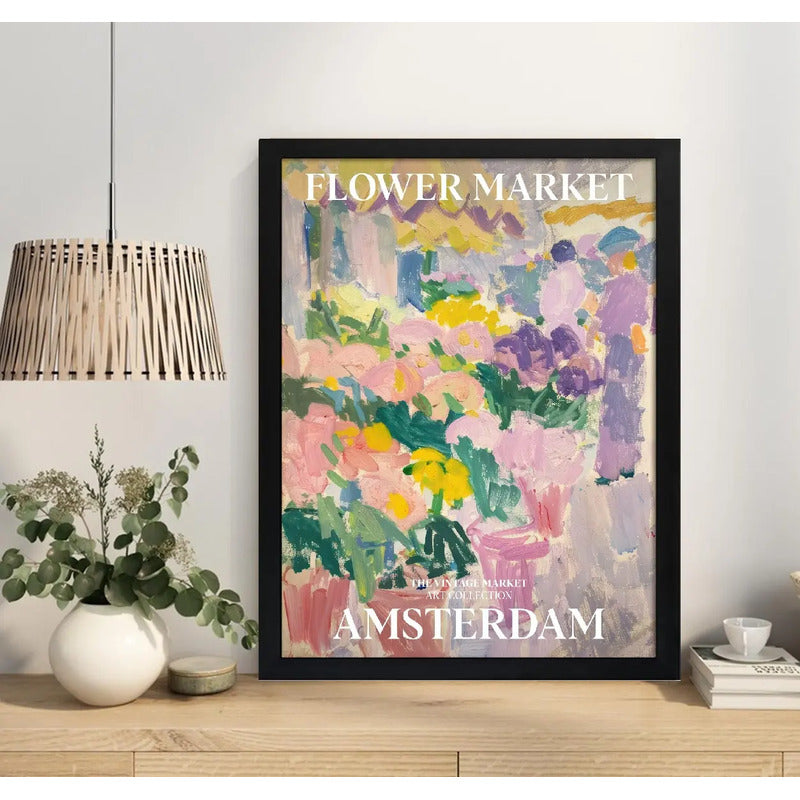 Cuadro Dormitorio Flower Market Flores Ciudades Matisse Arte Flower Market Amsterdam Marco Negro