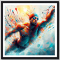 Cuadro Natacion Pop Art Club Gym Nadador Deportes 33x33cm Marco Negro