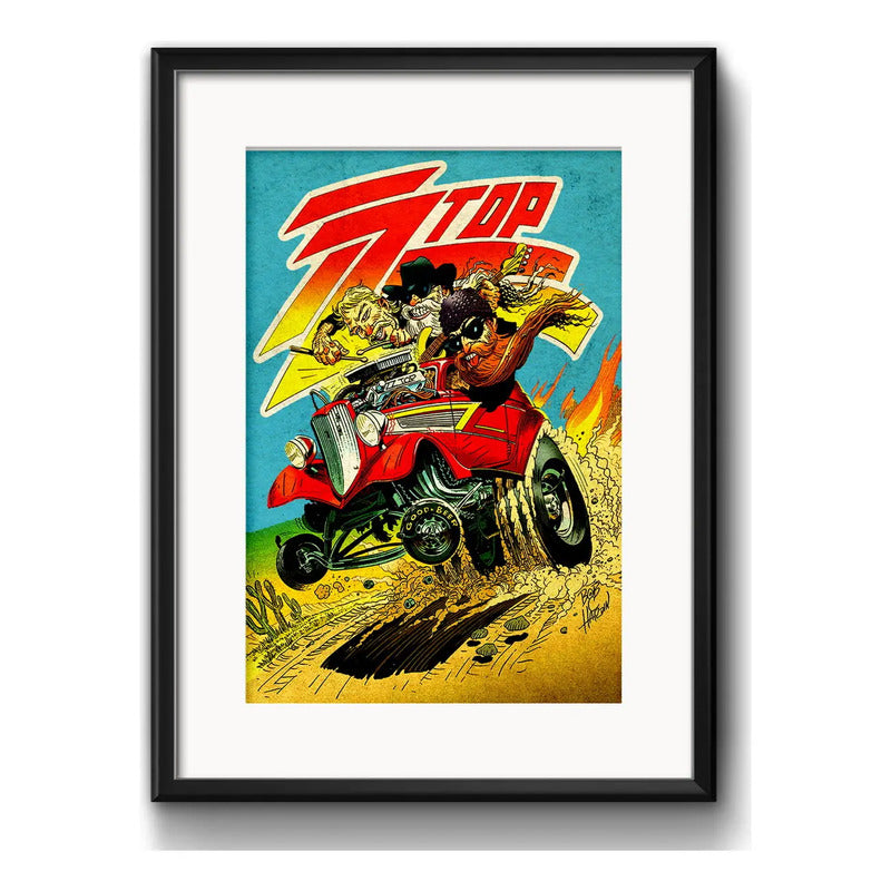 Cuadro Zz Top Rock Blues Clasico Decoracion Con Paspartú Marco Negro