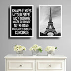 Set 2 Cuadros Paris Torre Eiffel Francia Blanco Negro Decora