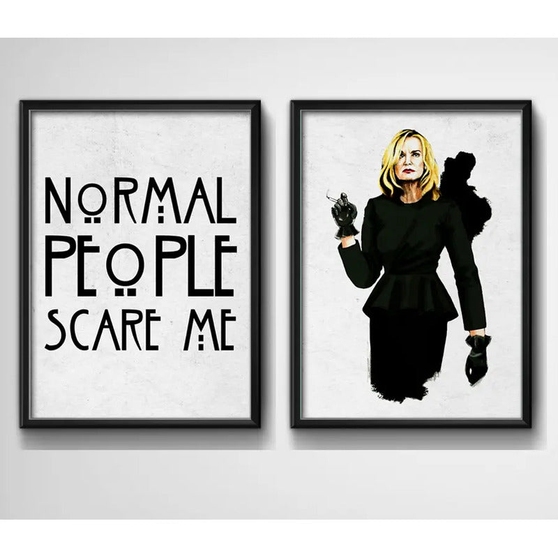 Set 2 Cuadros Normal People Scare Me American Horror Story Marco Negro