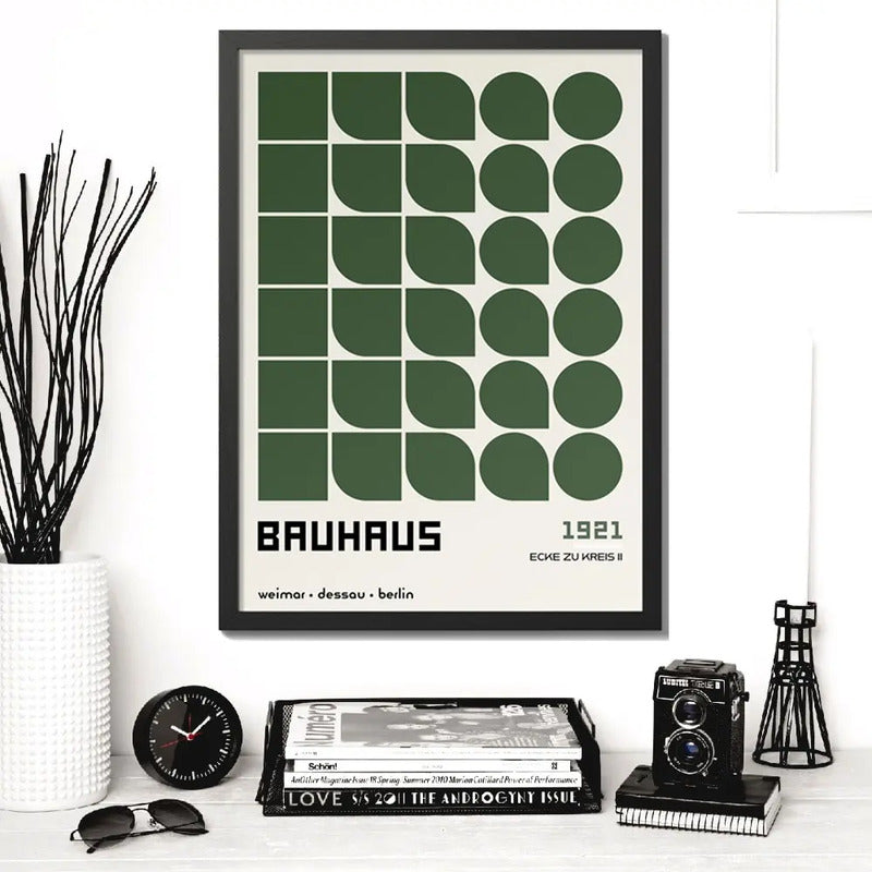 Cuadro Para Living Cocina Estudio Decoracion Moderna Green Bauhaus Color Verde Con Marco Negro