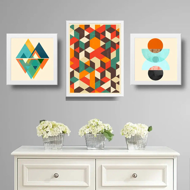 Set 3 Cuadros Geometrico Escandinavo Abstracto Decoracion B4