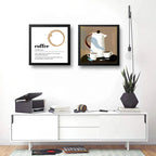 Set 2 Cuadros Living Cocina Café Definicion Arte 33x33cm Marco Negro