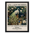 Cuadro Pavo Real Blanco Floral William Morris Botanico Flor Marco Negro