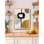 Cuadro Dormitorio Living Boho Abstracto Tonos Terrosos Oak Marco Marrón Claro