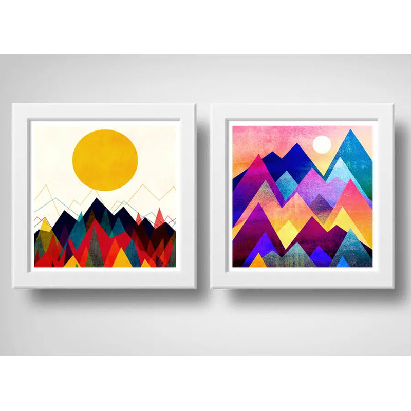 Set 2 Cuadros Geometrico Escandinavo Abstracto Decoracion B1