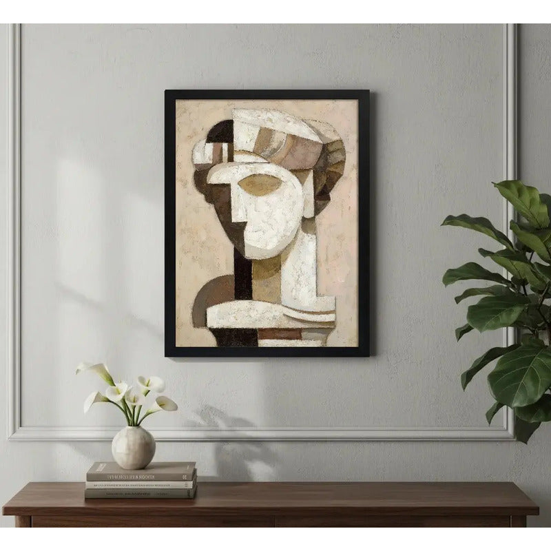 Cuadro Living Oficina Musa Cubista Moderna Arte Cubismo Marco Negro