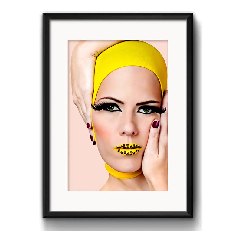 Cuadro Boca Fashion Maquillaje Labio Decoracion Con Paspartú