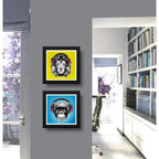 Set 2 Cuadros León Mono Pop Art Auriculares Animales Decora