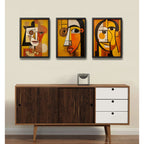 Set 3 Cuadros Picasso La Expresión Del Ser Cubismo Abstracto Marco Negro