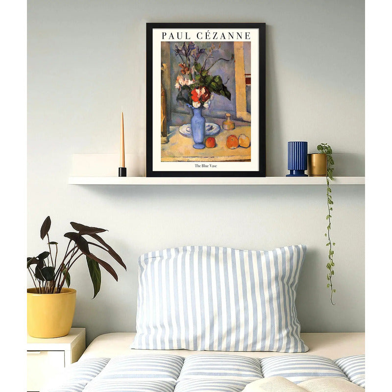 Cuadro Dormitorio Living Paul Cézanne El Jarrón Azul Flores Marco Negro