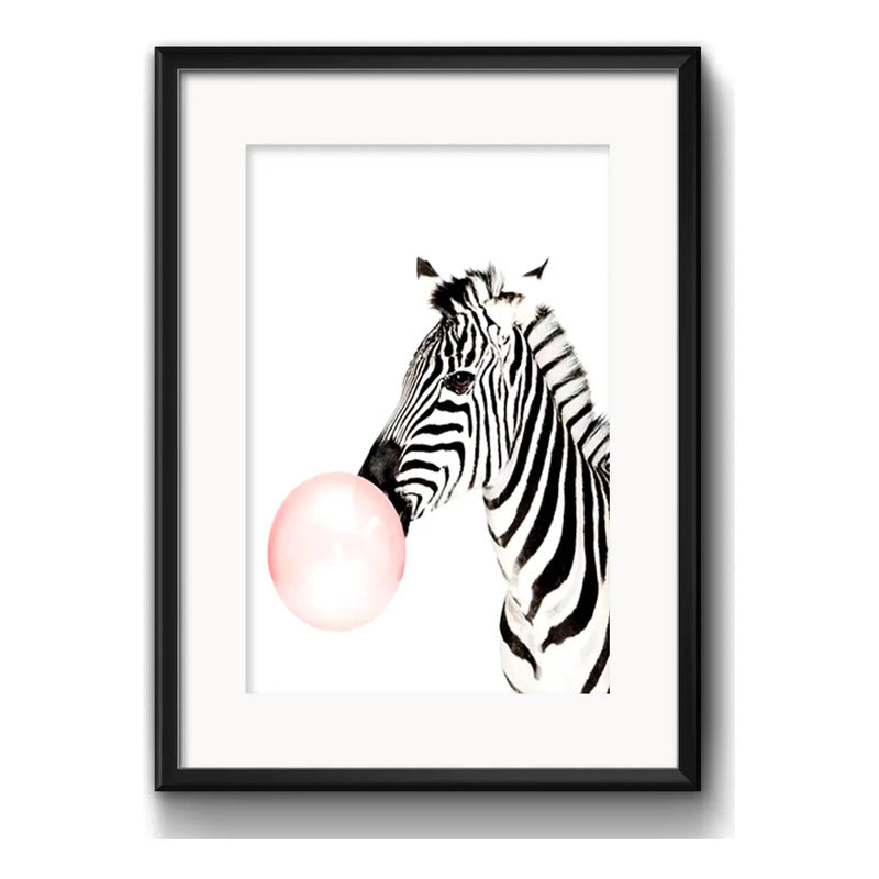 Cuadro Cebra Chicle Animales Arte Decoracion Con Paspartú