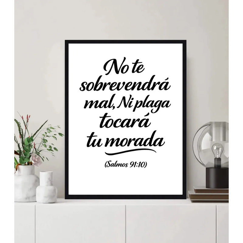 Cuadro Salmo 91:10 Biblia No Te Sobrevendrá Mal Versiculo Marco Negro