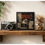 Cuadro Living Comedor Cocina Café Espresso Coffee Retro Brs2 Marco Negro