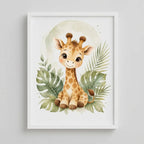 Cuadro Jirafa Decoracion Dormitorio Infantil Tonos Suaves Marco Blanco