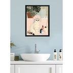 Cuadro Gato En La Rutina Del Baño Banera Flores Decoracion Gato Scottish Fold Gorro Ducha Rosa Negro