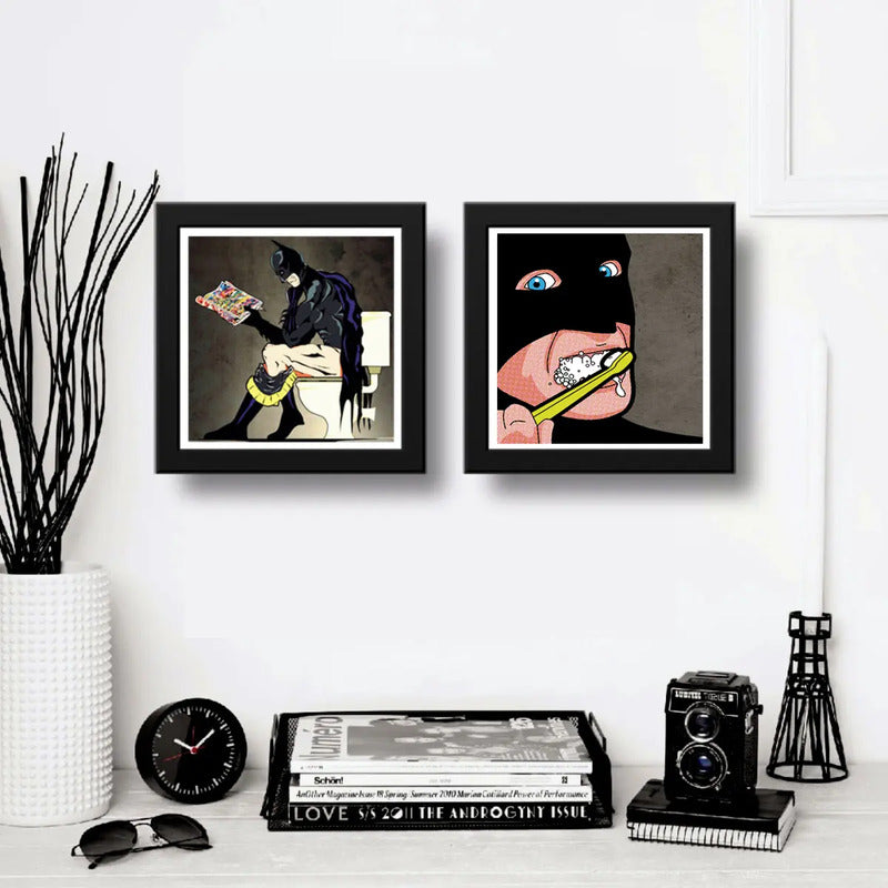 Set 2 Cuadros Batman Baño Superhéroe Comics Arte Decoracion